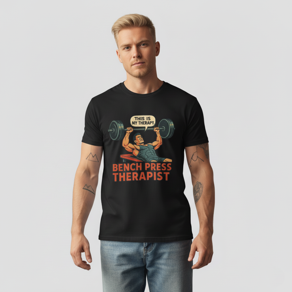 Bench Press Therapist T-Shirt – Vintage Gym Humor & Casual Streetwear