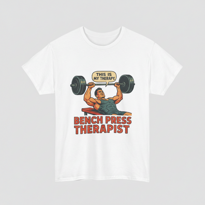 Bench Press Therapist T-Shirt – Vintage Gym Humor & Casual Streetwear
